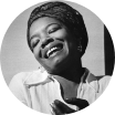 Maya Angelou up close and laughing